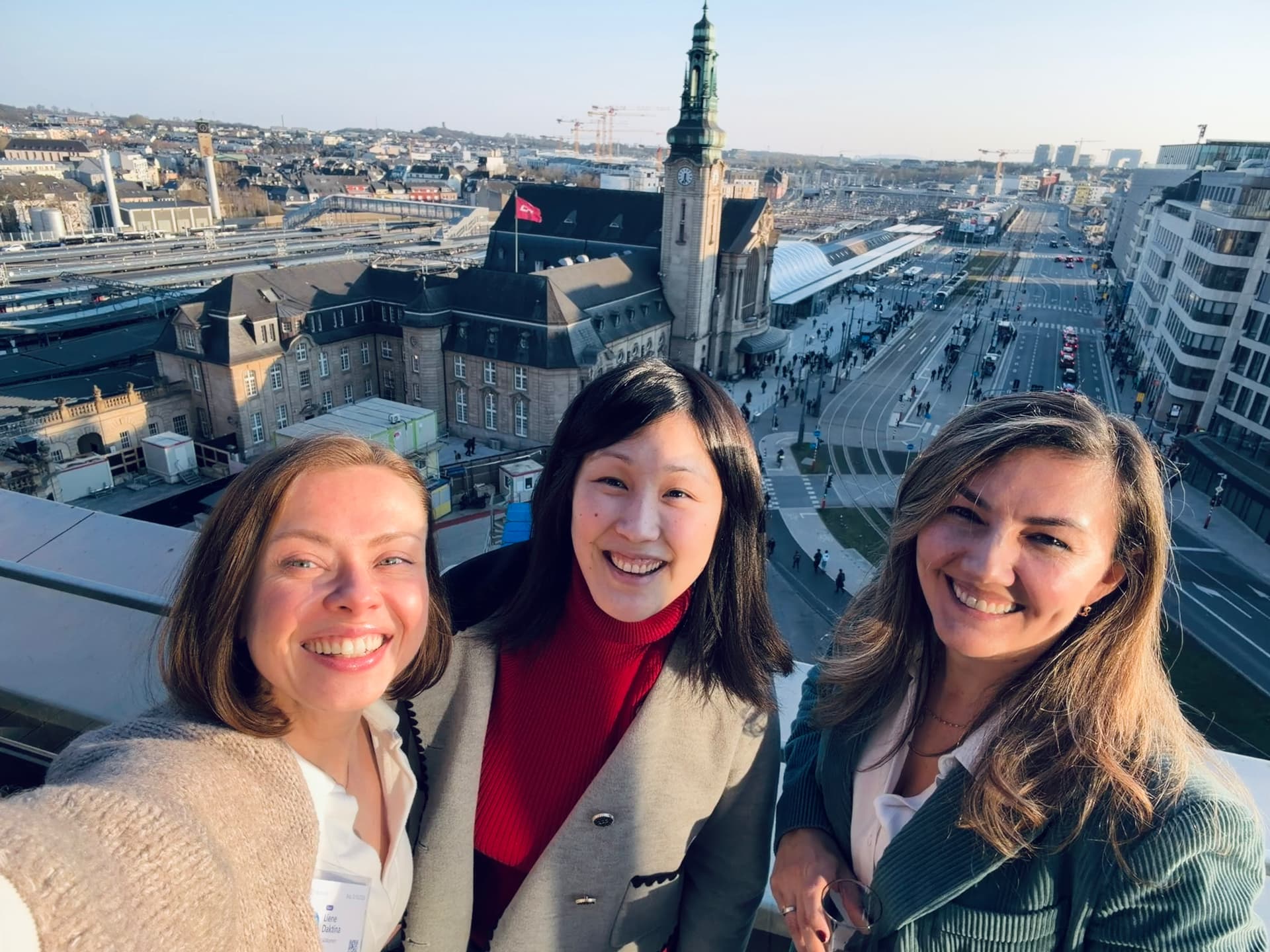 Selfie with colleagues above Luxembourg city